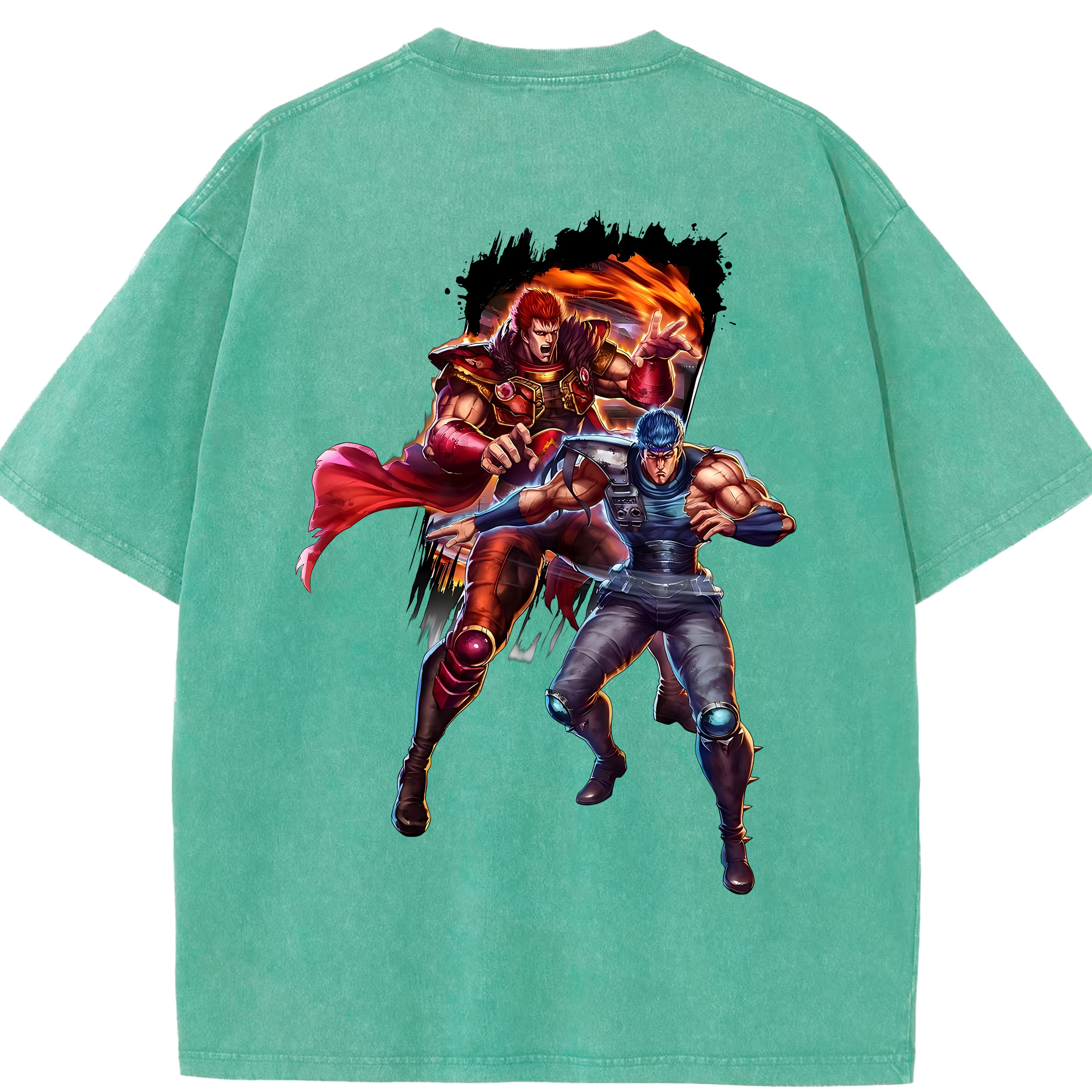 （画像用） 北斗の拳 Fist of the North Star 綿100% ヴィンテージ風 半袖Tシャツ（背面プリント）